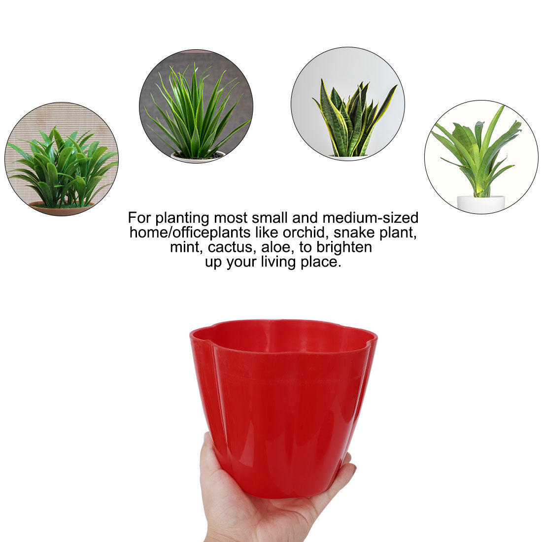 Home Garden Plastic Petal Shaped Plant Planter Container Flower Pot Red w Tray