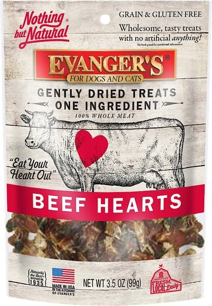 Evanger's Nothing but Natural Beef Hearts Gently Dried Dog and Cat Treats