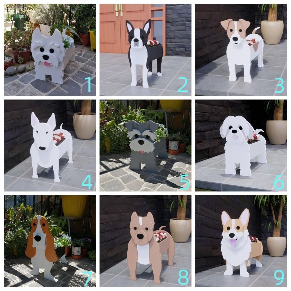 Cartoon Garden Animal Shaped Box PVC Dog Planter Pot Succulent Planter Flower Pot Plant Pots 4