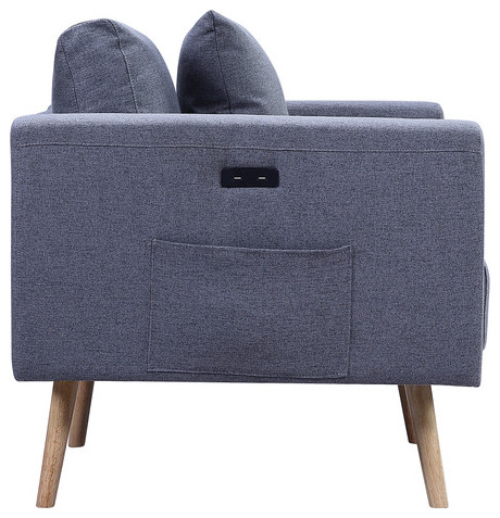 Easton Linen Sofa Loveseat Set With USB Charging Ports   Midcentury   Living Room Furniture Sets   by Lilola Home  Houzz