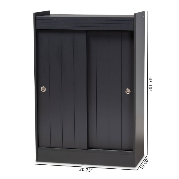 2 Door Leone Finished Wood Entryway Shoe Storage Cabinet Black Baxton Studio