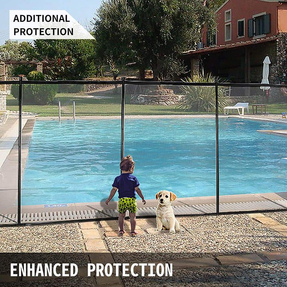 48 in. Farbic Black Garden Fence or Pool Fence with Section Kit and Removable Mesh Barrier CX232GF-BK