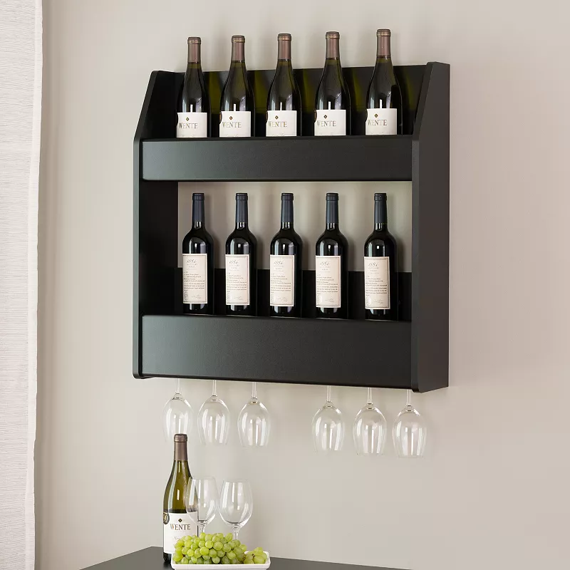 Prepac 2-Tier Floating Wine and Liquor Rack