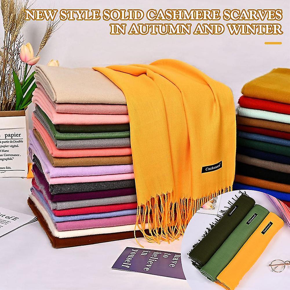 Women's Autumn Winter New Solid Color Scarf Long Warm Breathable Sweet Fashion Tassel Scarf