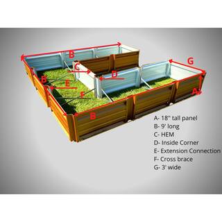 108 inch by 108 inch U Shaped Forest Green Metal Planter Box PTTM9x9x18-FORESTGREEN