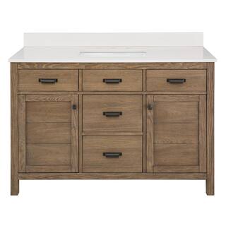 Home Decorators Collection Stanhope 49 in. Reclaimed Oak Single Vanity with Crystal White Engineered Stone Vanity Top and Undermount Sink SNOVT4922D