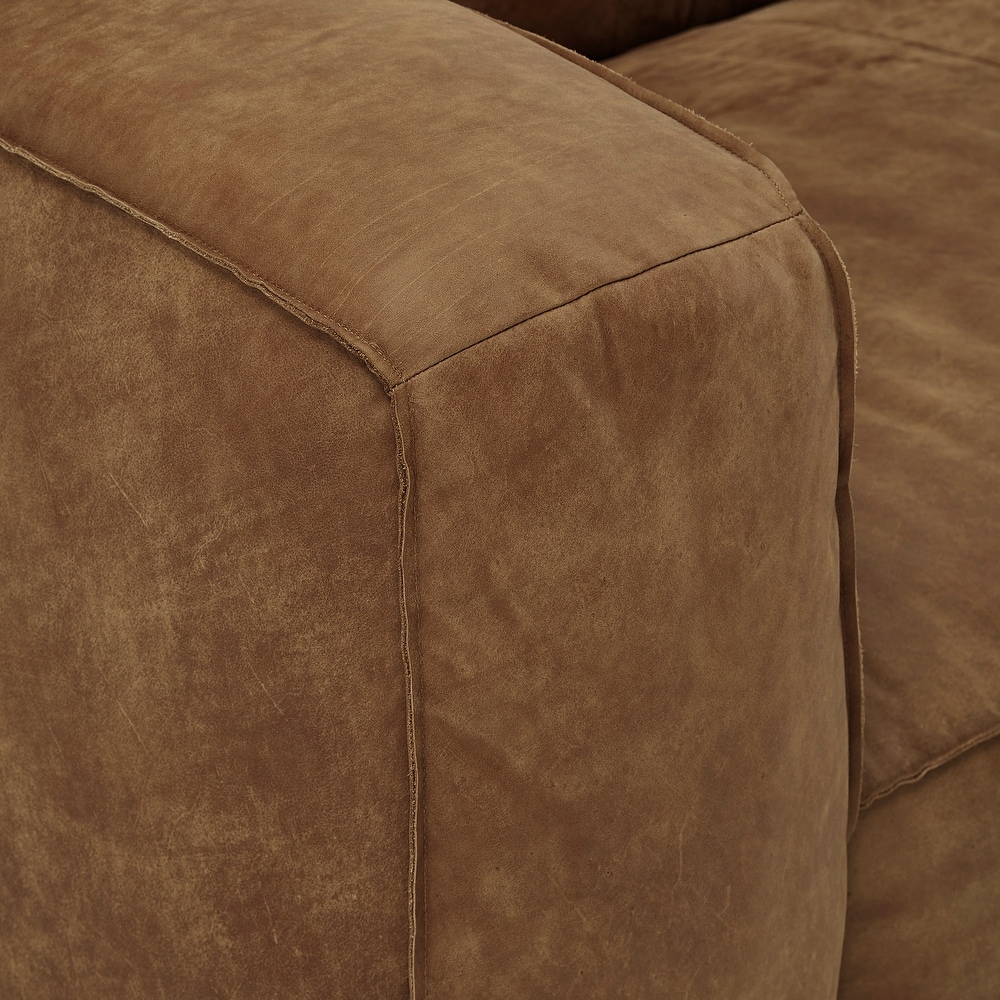 Divya Outback Tan Leather Sofa by iNSPIRE Q Modern