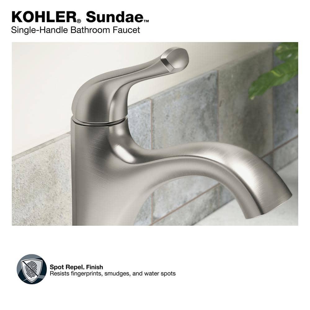 KOHLER Sundae Single Handle Single Hole Bathroom Faucet in Vibrant Brushed Nickel