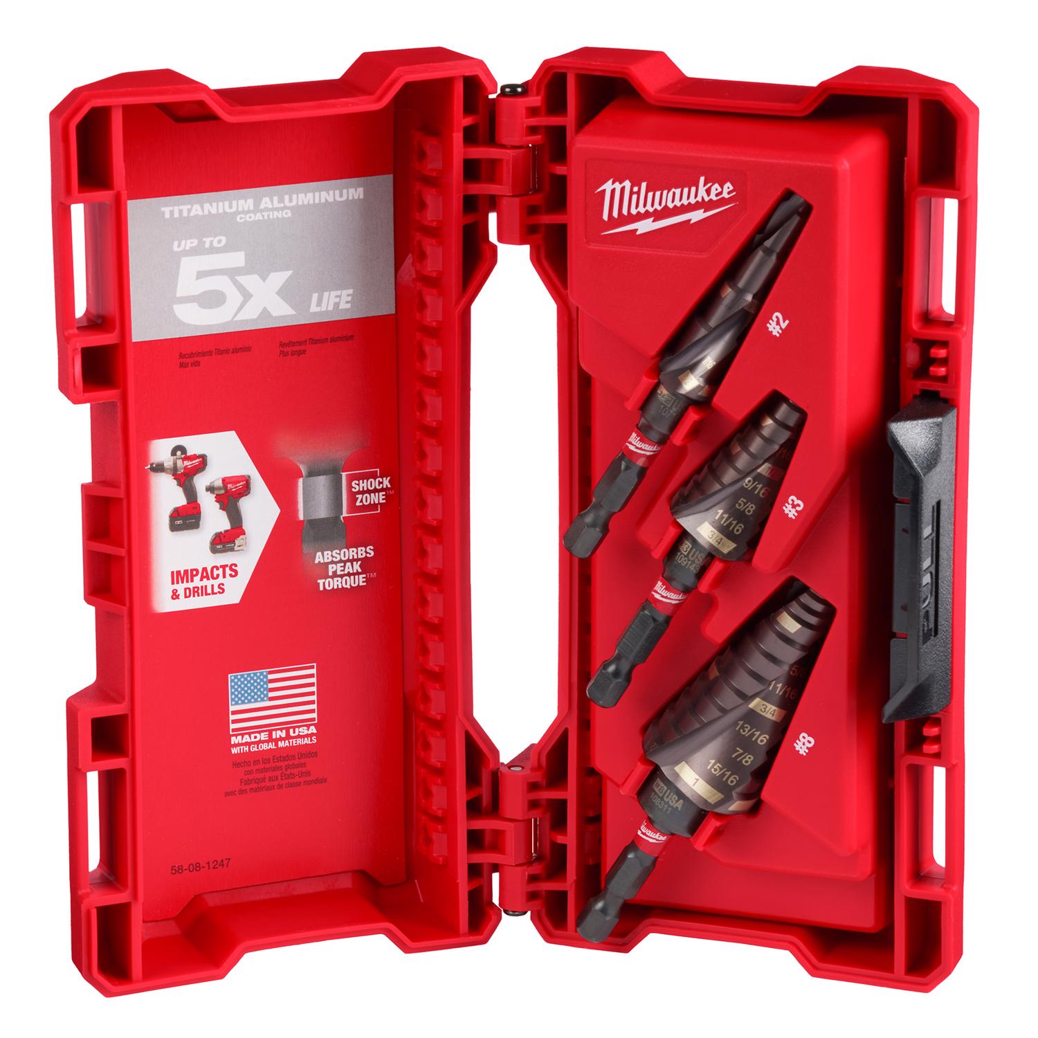 MW Shockwave 3/16 to 1 in. High Speed Steel Impact Step Bit Set 3 pc