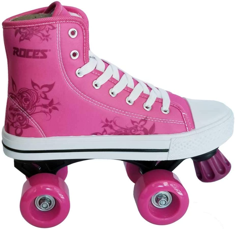 Roces Girls Casual Quad Roller Skates Pink Front Stopper Sneaker Style (12 jrm)