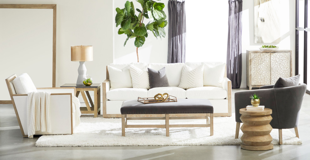 Manhattan Wood Trim Sofa Chair   Transitional   Armchairs And Accent Chairs   by Essentials for Living  Houzz