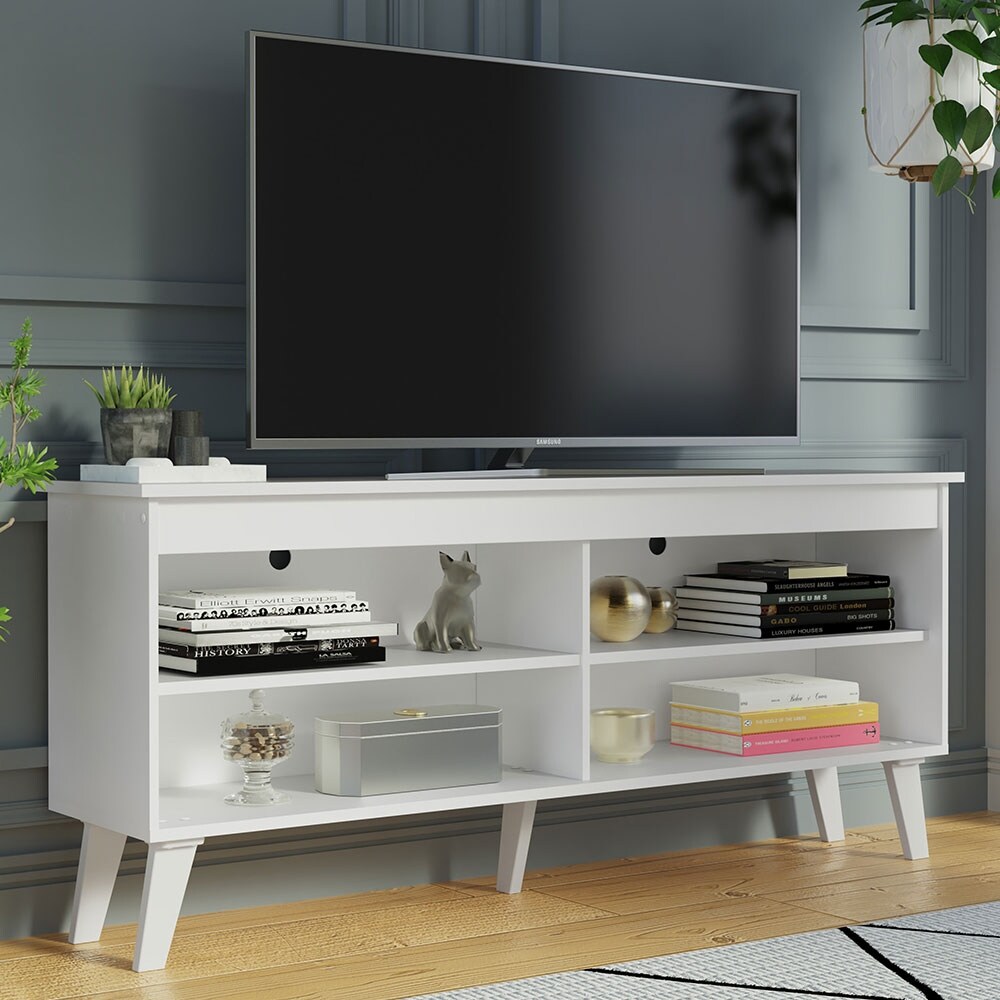 Madesa TV Stand Cabinet with 4 Shelves and Cable Management  TV Table Unit for TVs up to 55 Inches  23'' H x 12'' D x 53'' L