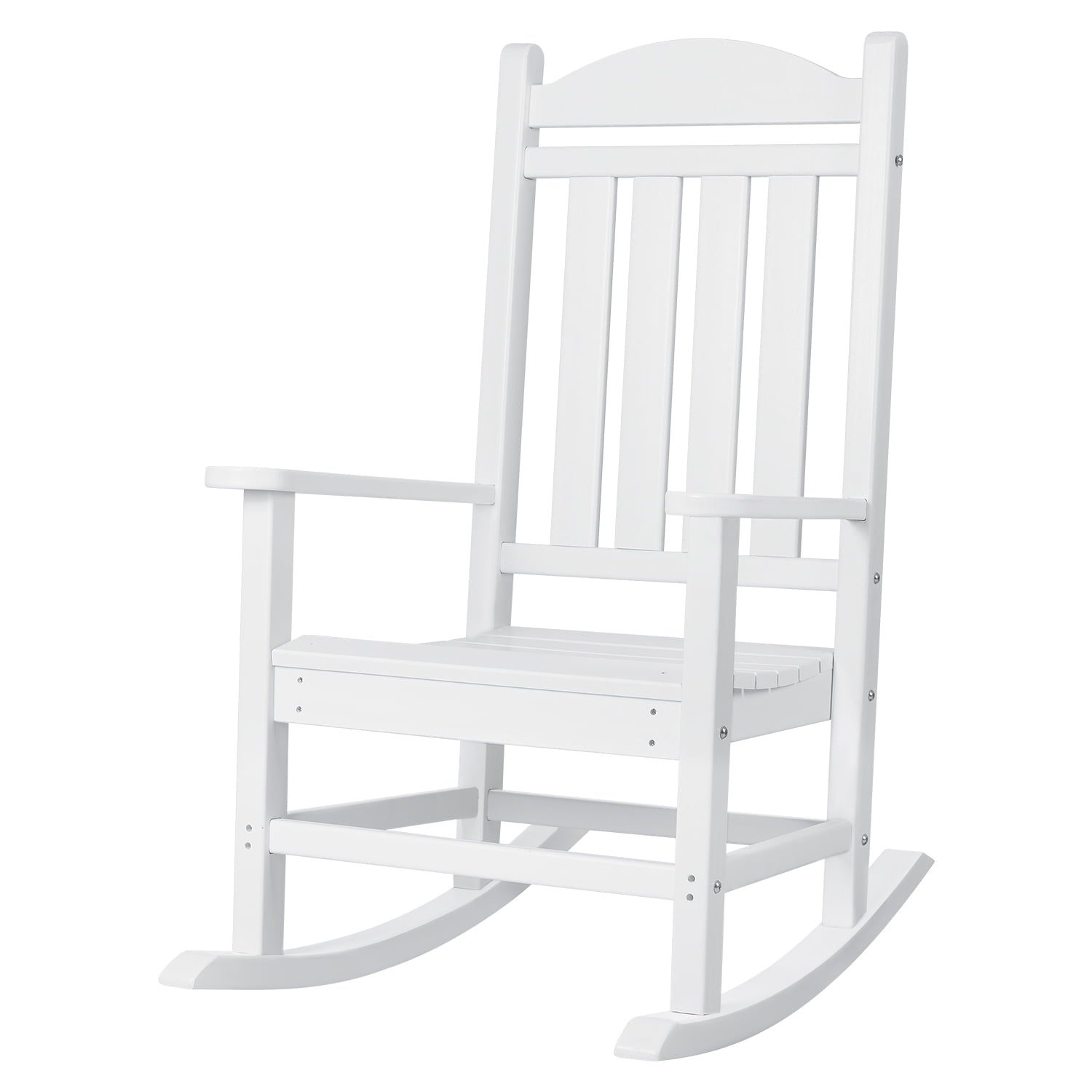 Lacoo Adirondack Rocking Chair All Weather Resistant Resin Outdoor Patio Rocking Chair, White