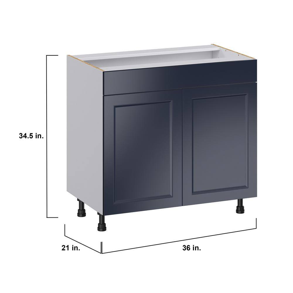 J COLLECTION Devon Painted Blue Recessed Assembled 36 in. W x 34.5 in.H x 21 in. D Vanity False Front Sink Base Kitchen Cabinet DSVS36-DV