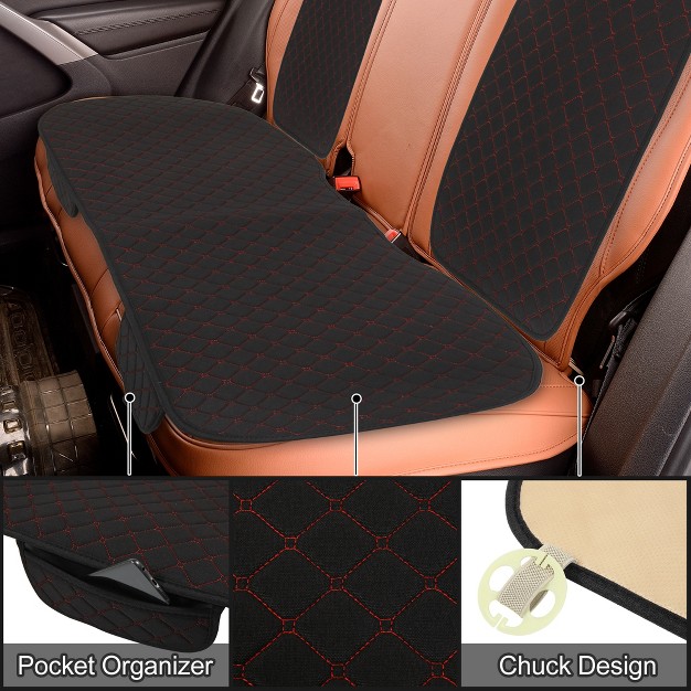 Unique Bargains Universal Breathable Protector Flax Fiber Automotive Seat Pads Black 1 Set