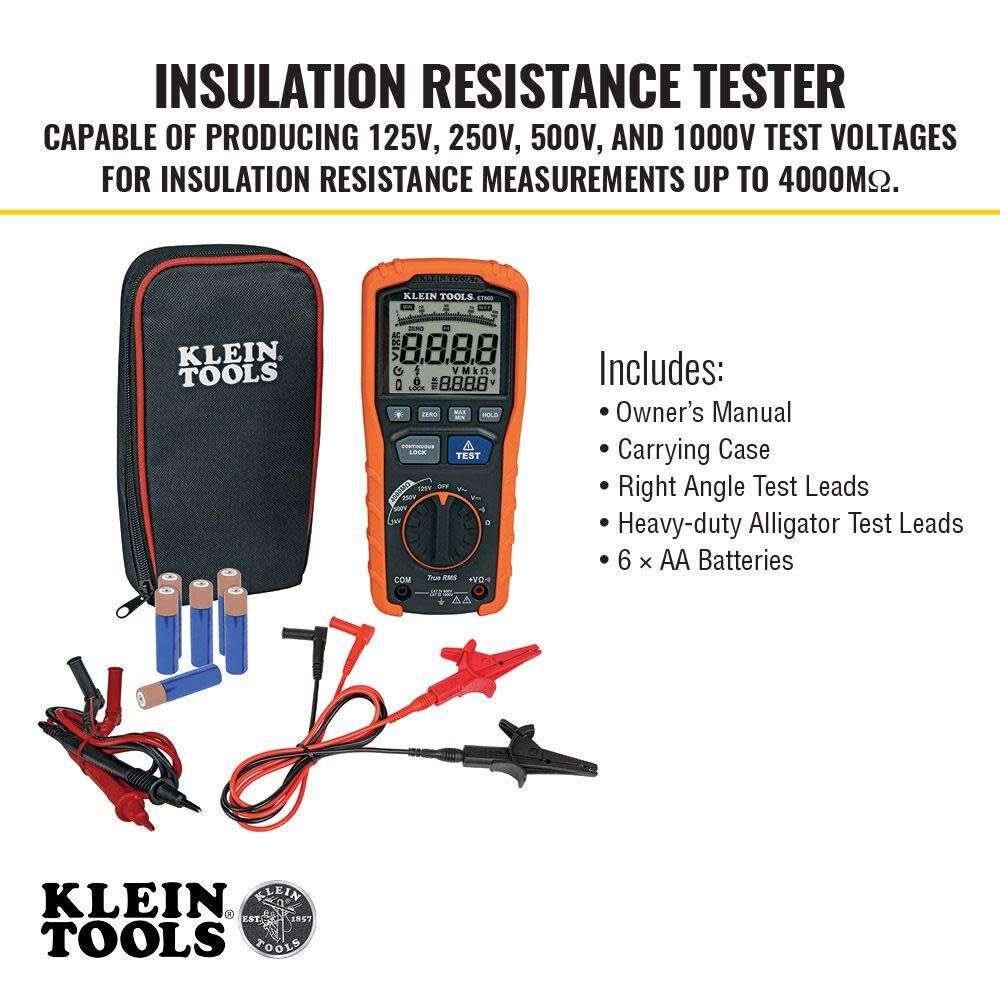 Klein Tools Insulation Resistance Tester ET600 from Klein Tools