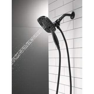 Delta In2ition 4-Spray Patterns 1.75 GPM 6 in. Wall Mount Dual Shower Heads in Matte Black 58498-BL