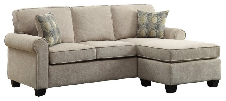 Lexicon Clumber Wood Reversible Sofa with Chaise in Sand   Transitional   Sectional Sofas   by Homesquare  Houzz