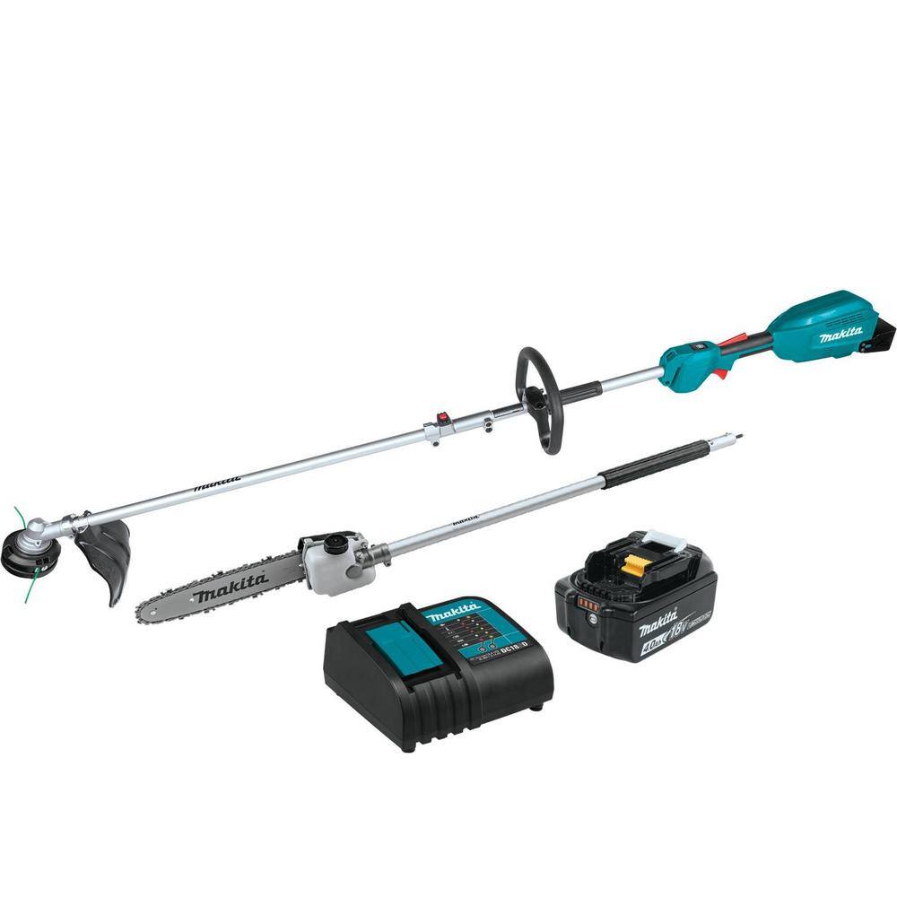 Makita LXT 18V Cordless Electric Couple Shaft Combo Kit (2-Tool String TrimmerPole Saw) 4.0Ah w Bonus 18V 4.0Ah LXT Battery XUX02MX4BL1840B