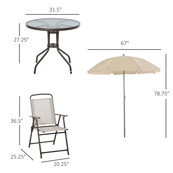 Outsunny 6 Piece Patio Dining Set for 4 with Umbrella