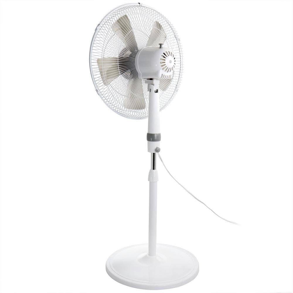 Holmes 16 in. Oscillating Blade Stand Pedestal Fan with Metal Grill in White 985118515M