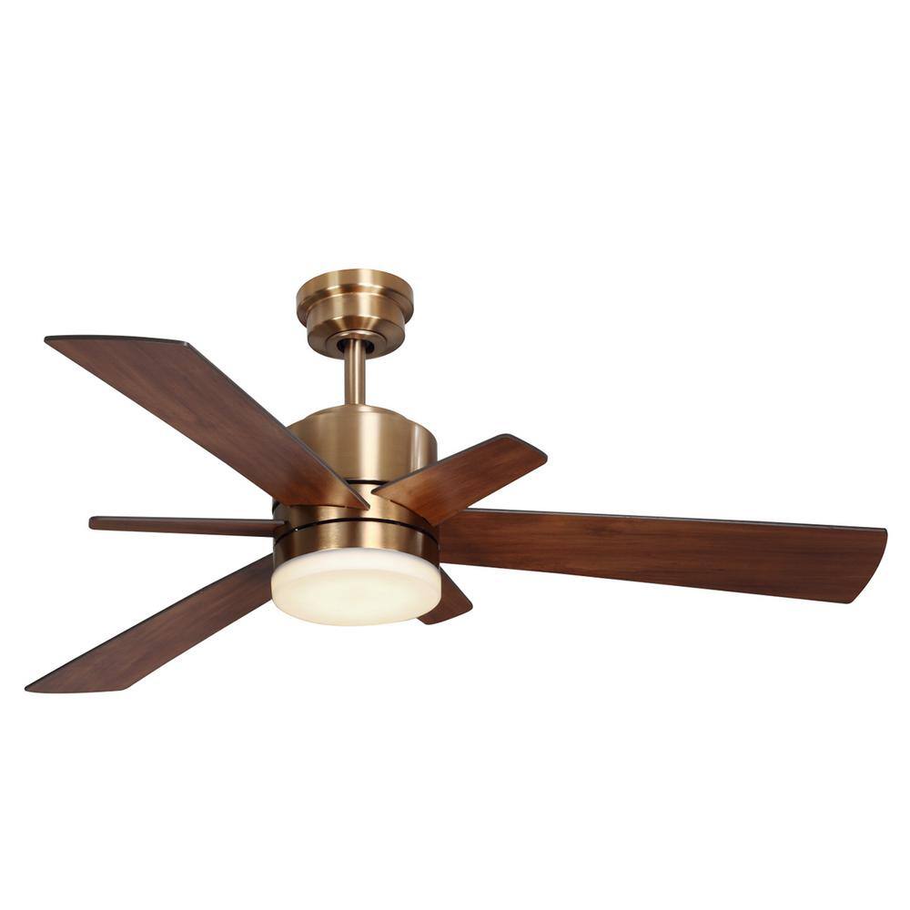 Home Decorators Collection Hexton 52 in. Indoor Integrated LED Brushed Gold Ceiling Fan with Light Kit Remote Control and 6 Reversible Blades 56024