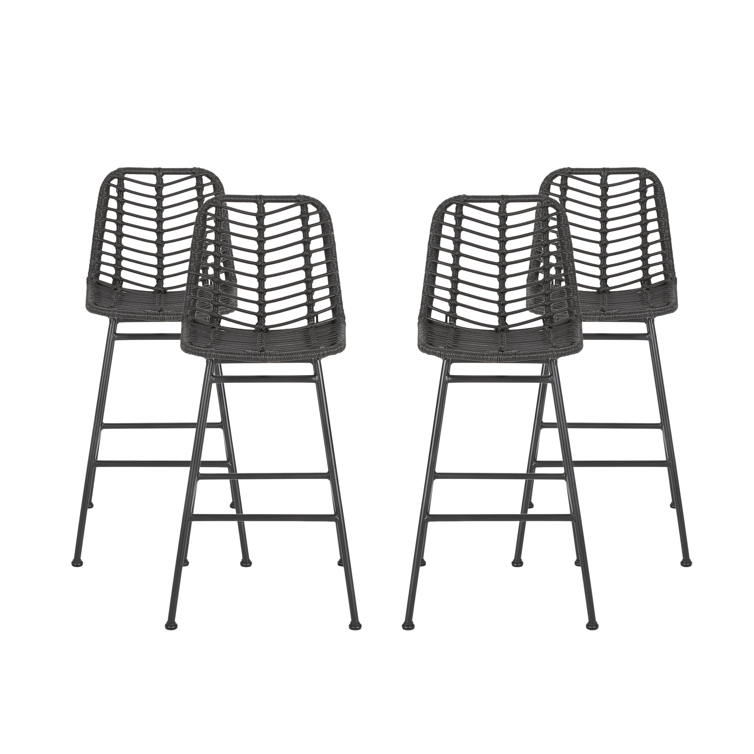 Kendal Outdoor Wicker Barstools (Set of 4)