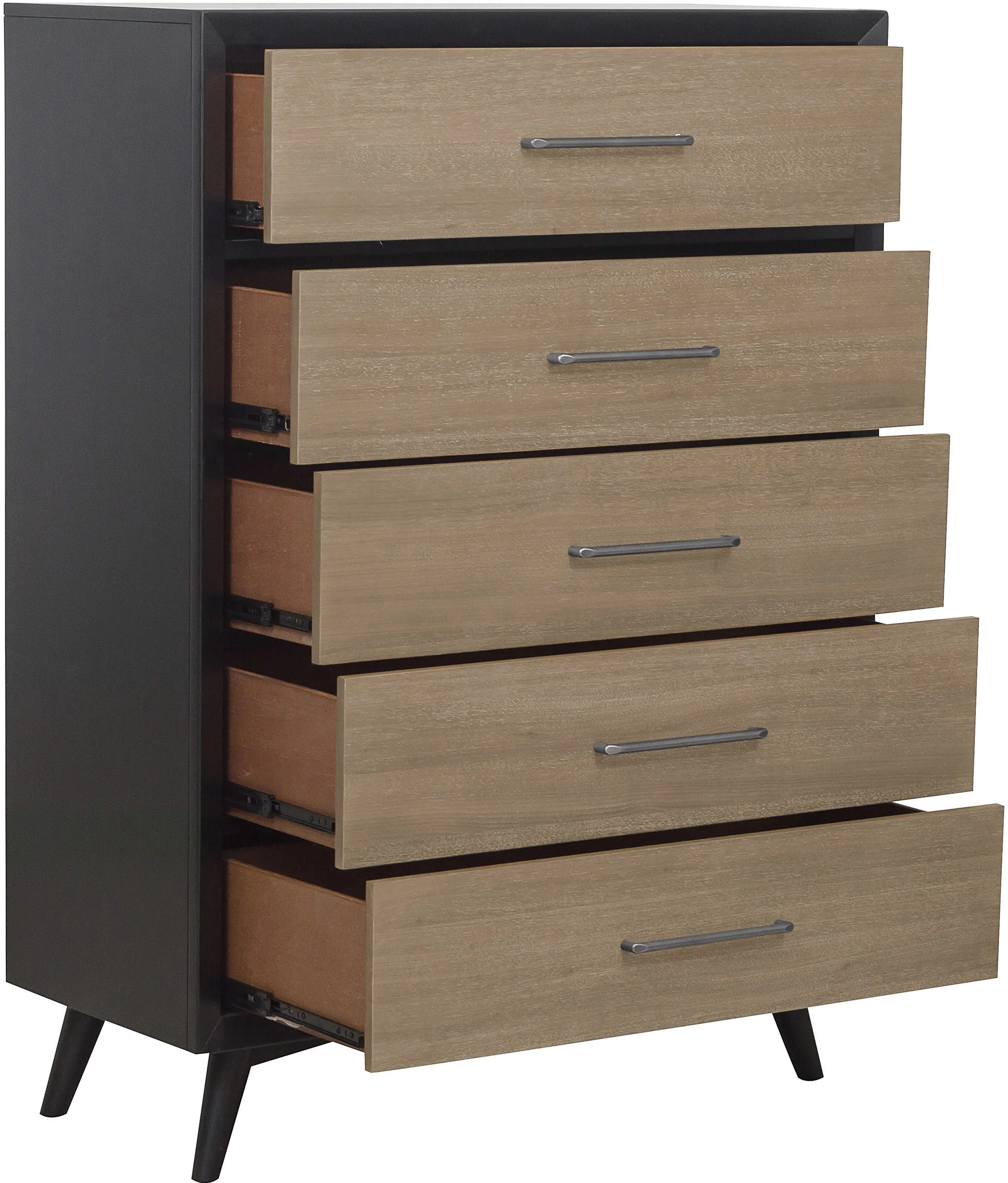 Raku Light Brown and Black Chest of Drawers