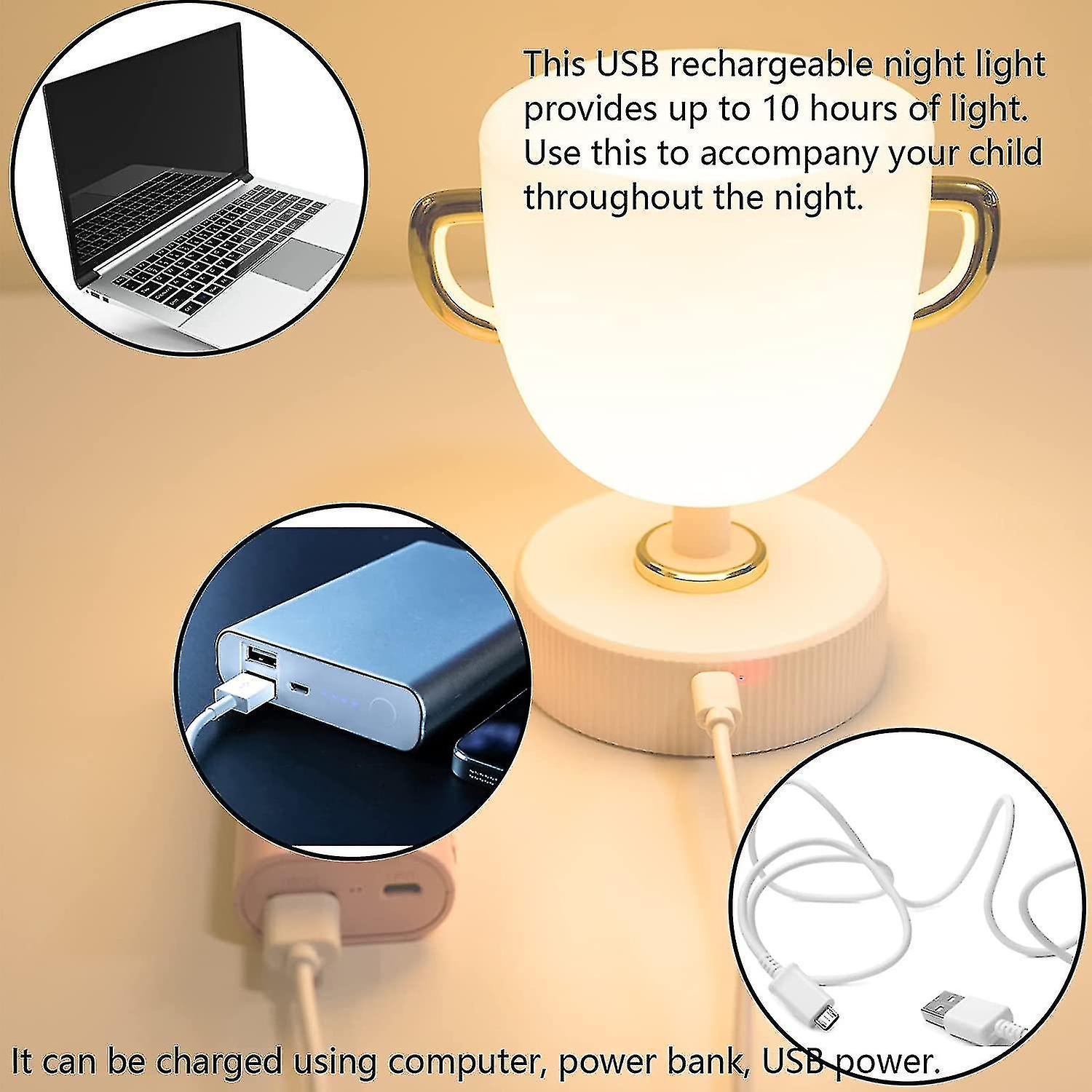Liangnv Night Light For Kids， Champion Cup Cute Lamp， 10 Colors Kids Night Light For Kids Room， Usb