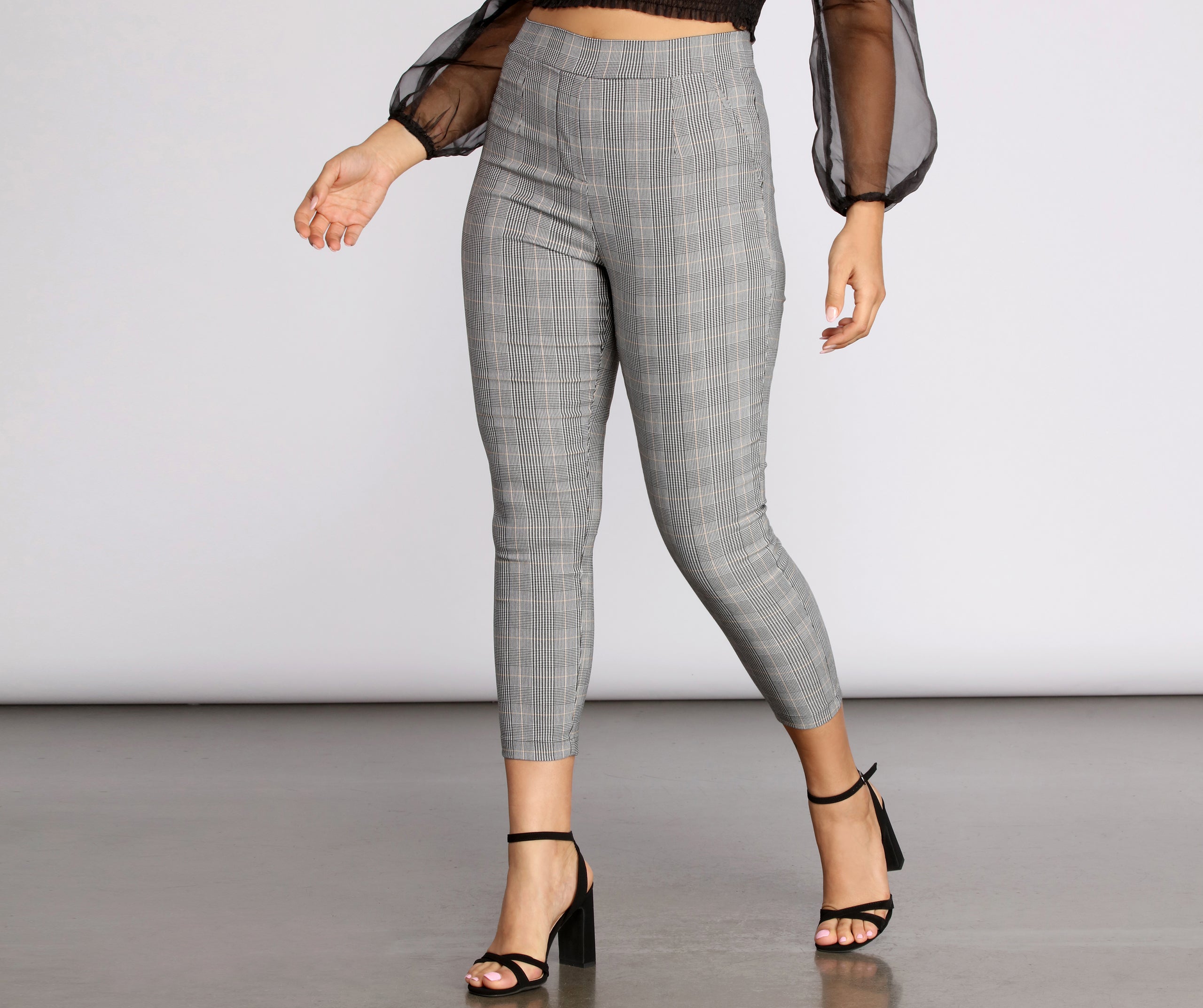 Plaid About It Mid Rise Tapered Pants