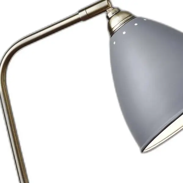 Grey Metal and Antique Brass Adjustable USB Port Desk Lamp - 6.25 x 12.75 x 21