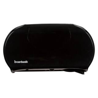 Boardwalk 20-14 in. x 12-14 in. Black Jumbo Twin Toilet Paper Dispenser BWK1529