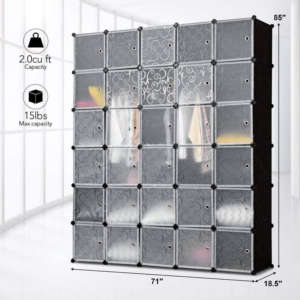 HONEY JOY 85 in. H 30 White Cube Clothes Storage Hanging Closet Organizer Portable Wardrobe Bedroom Storage Cubby TOPB000964