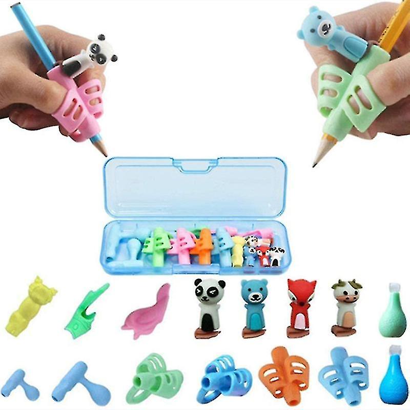 Pencil Grip Set 13 Pcs Children Pen Holder Writing Aid Grip Trainer With Storage Case