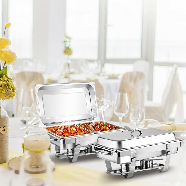 2 Packs Full Size Chafing Dish 9 Quart Stainless Steel Rectangular