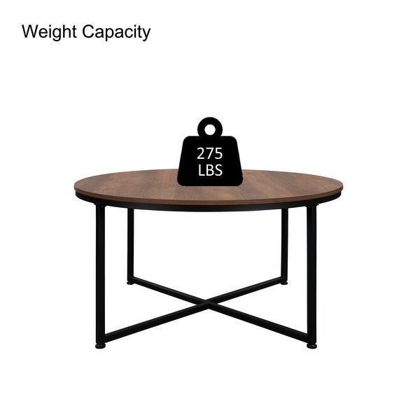 Modern Round Living Room Furniture Metal X Frame Coffee Table