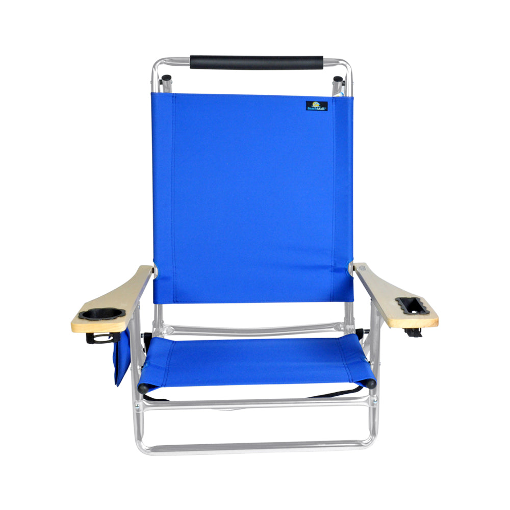 Deluxe 5 Reclining Positions Lay Flat Beach Chair for Adults with Drink Holder， Aluminum Lightweight Folding， 250 lb Load Capacity