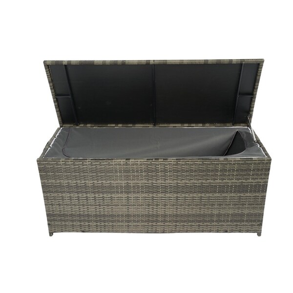 113 Gallon Wicker Patio Outdoor Cushion Storage Box Deck Boxes with Lid