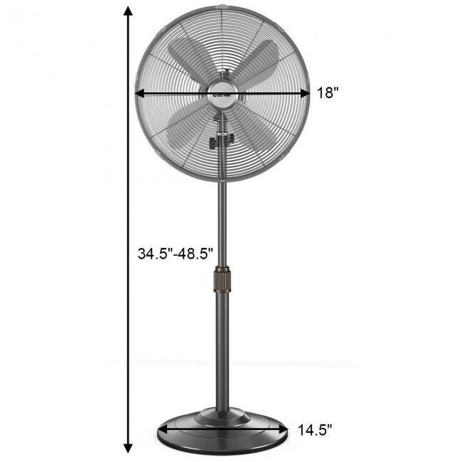 Aoibox Adjustable-Height 16 in. Black Oscillating 3 Adjustable Speed Energy Save Pedestal Stand Fan for Indoor Office  Dorm HDDB866-BK