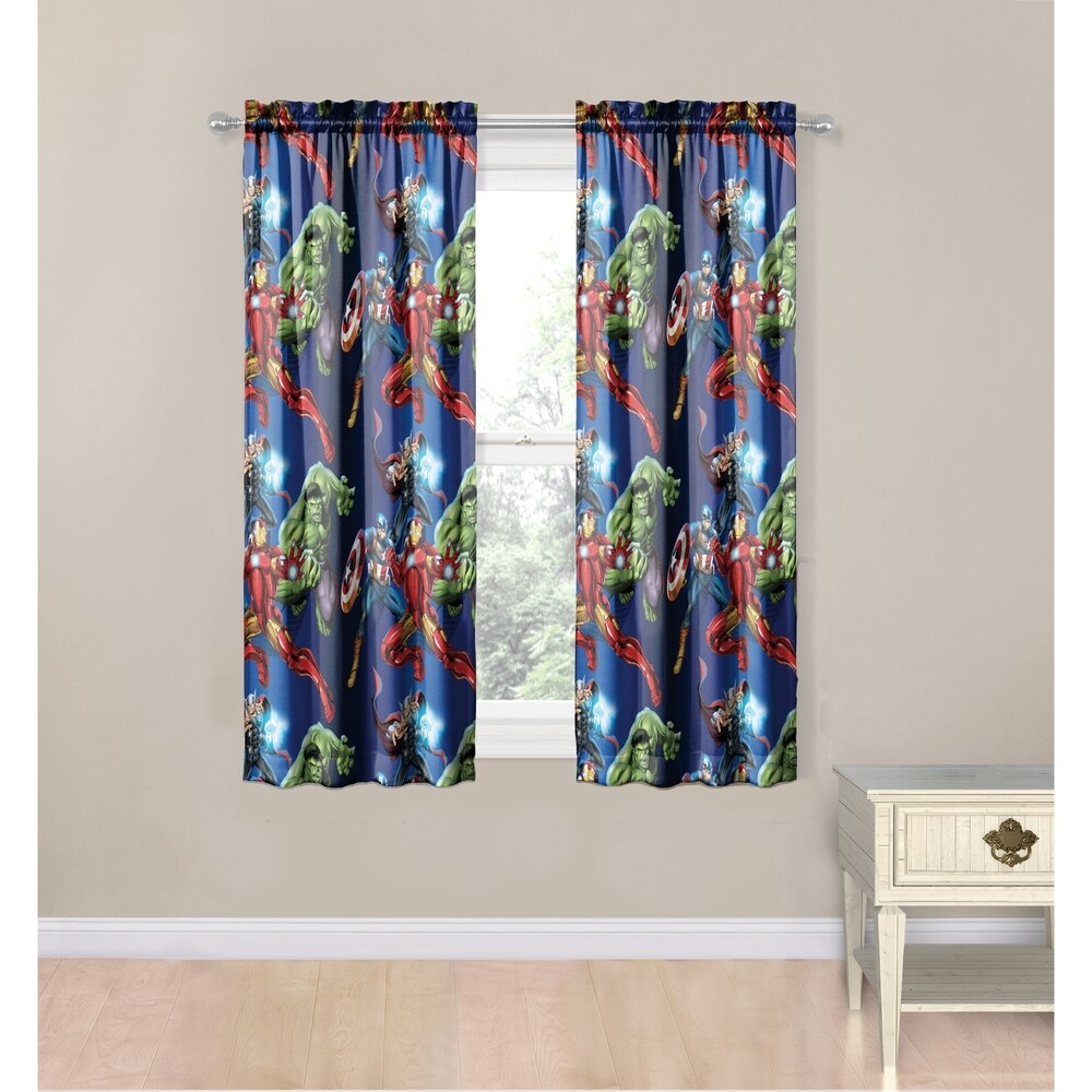 Marvel Avengers Blue Circle 4 Piece Curtain Drapes Set