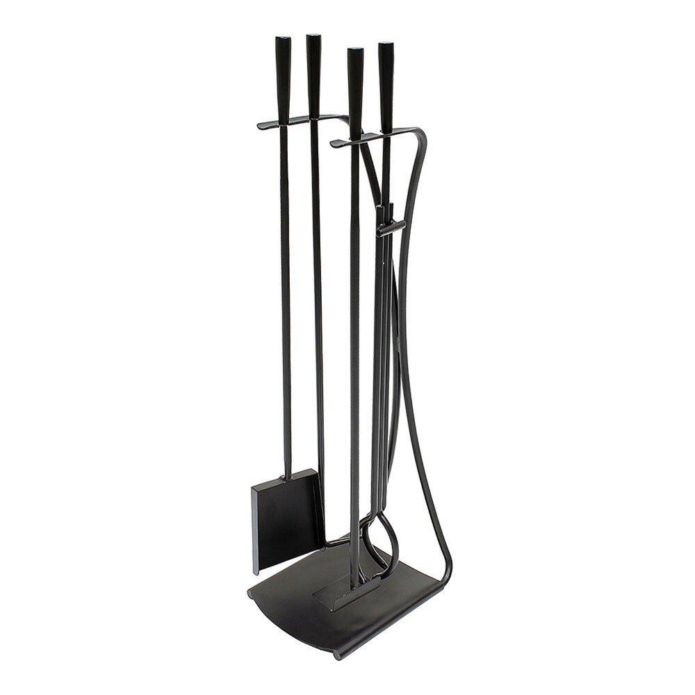 Minuteman International Modern Park Avenue Fireplace Set of 4 Tools  32.5 Inch Tall  Black Finish