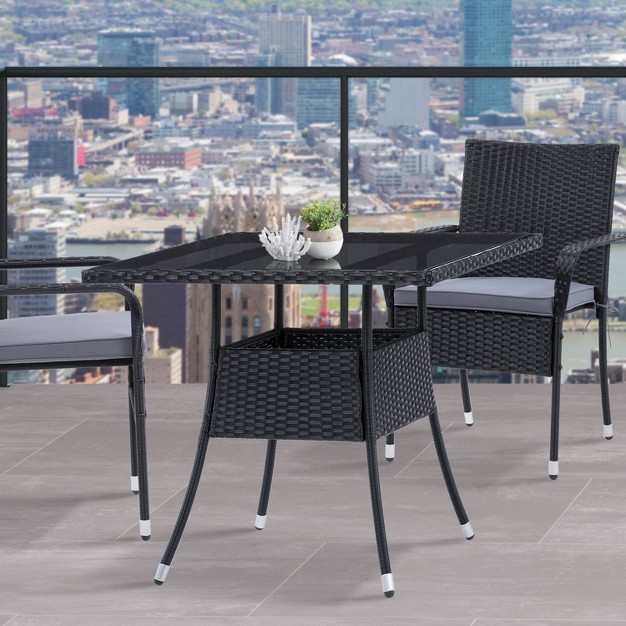 Parksville Square Patio Dining Table Black Corliving