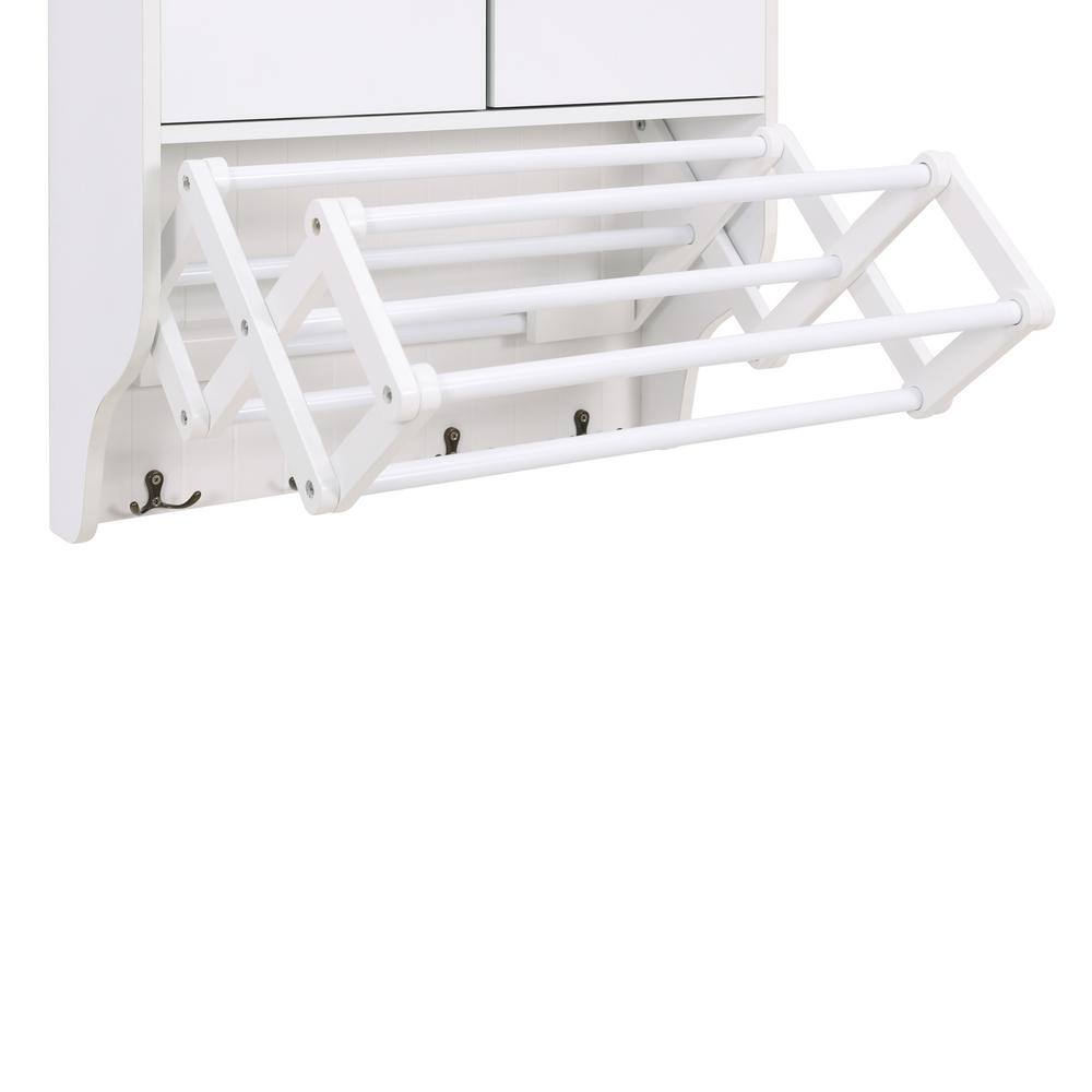 DANYA B Accordion White Extendable Drying Rack with Cabinet BQ1082