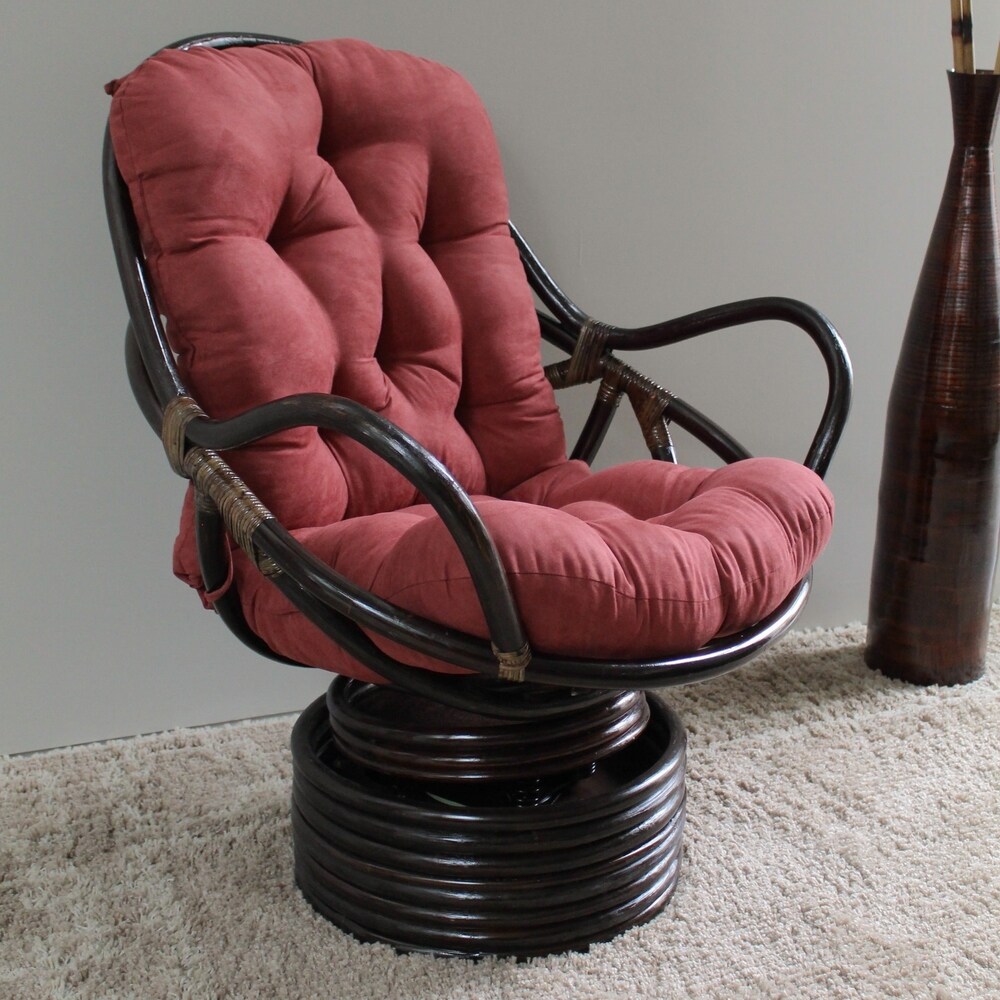 Bali Rattan Swivel Rocker with Microsuede Cushion