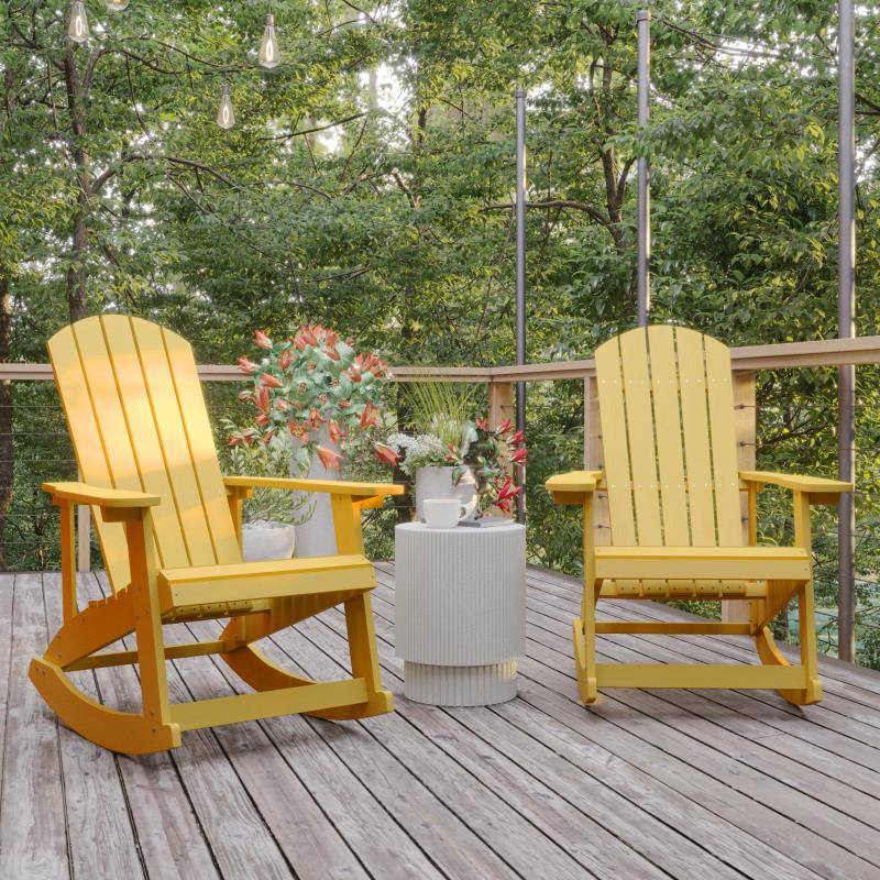 2 Pack Yellow Resin Rockers   Contemporary   Outdoor Rocking Chairs   by First of a Kind USA Inc  Houzz