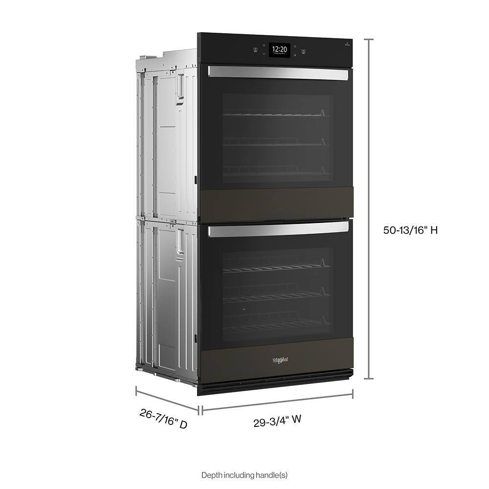 Whirlpool 30 in. Double Electric Wall Oven with True Convection Self-Cleaning in Black Stainless Steel with PrintShield Finish WOED7030PV