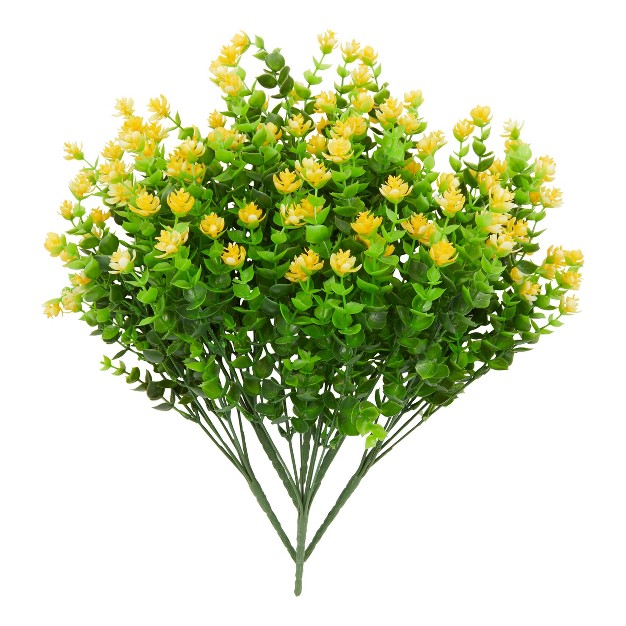 Bright Creations 6 Bundles Yellow Artificial Flowers With 2 Cone Vases Faux Fake Plant For Cemetery Outdoor Decor 8 6 X 13 In