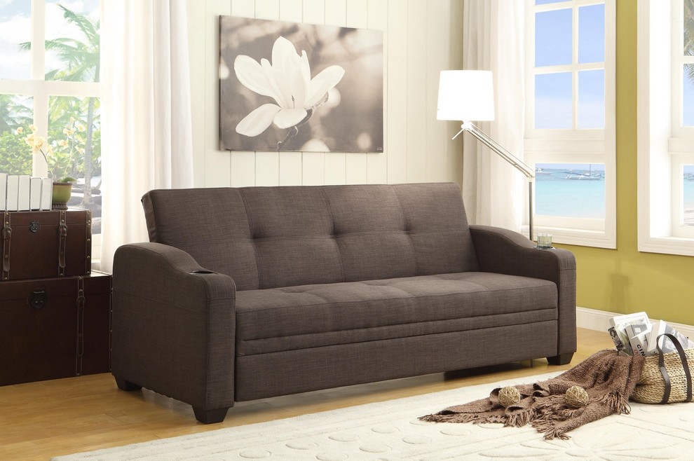 Casement Click Clack Convertible Sofa  Fabric Dark Gray   Transitional   Sofas   by AMOC  Houzz