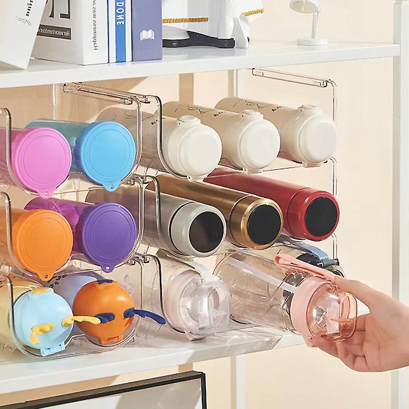 Transparent Water Bottle Organizer Stackable Bottle Storage Holder For Kitchen Vacuum Flask Holder Home Cabinet Organizer