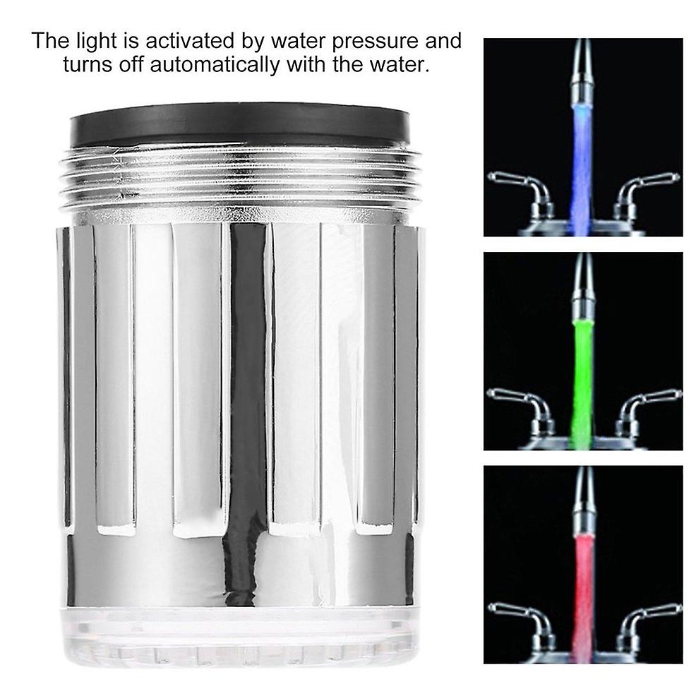 1 Pair Colorful Led Light Water Glow Faucet Tap Head Stainless Steel Water Tap